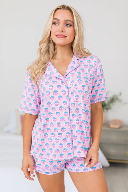 Under The Stars In Azalea Gardens Short Sleeve Pajama Top