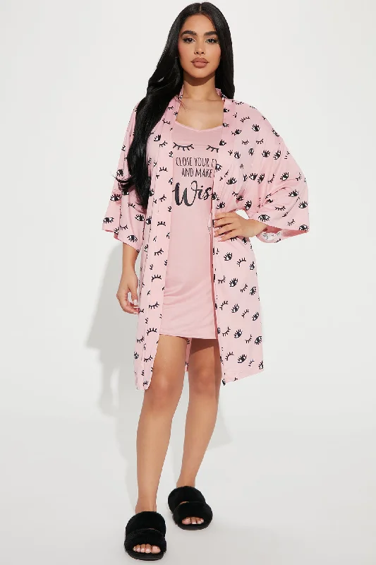 Wishing You Were Mine PJ Robe Set - Pink/combo