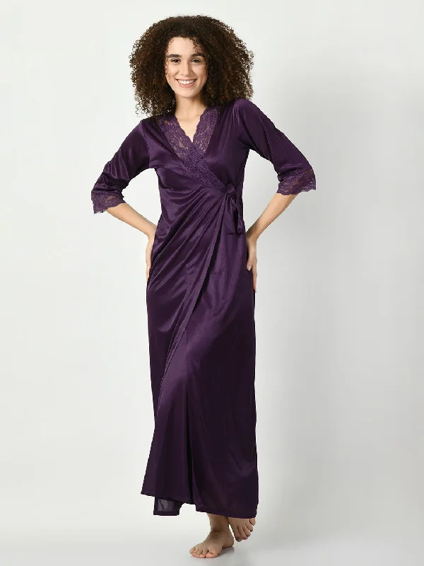 Women's Satin Purple Nightdress - Legit Affair