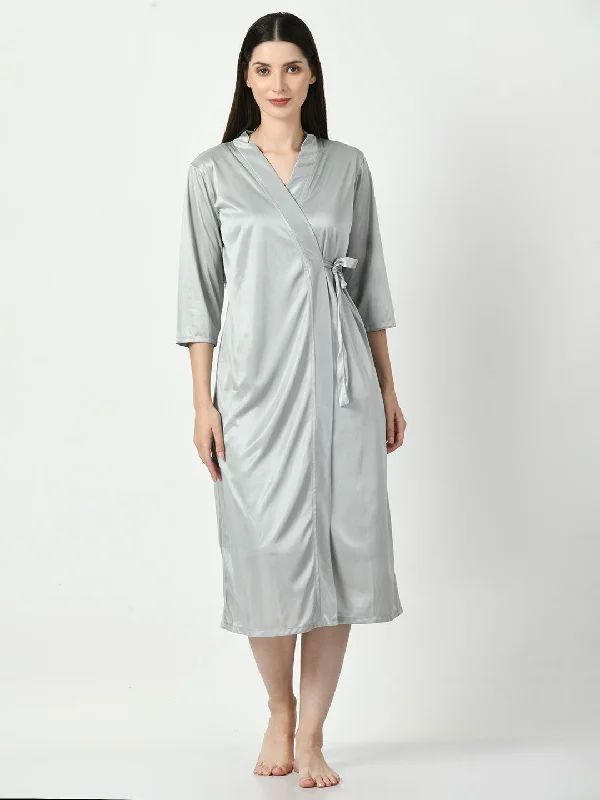 Women's Satin Grey Nightdress - Legit Affair