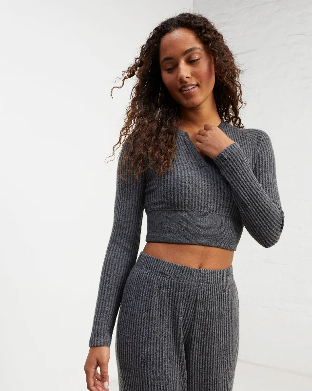 Cozy Up Waffle Cropped Henley