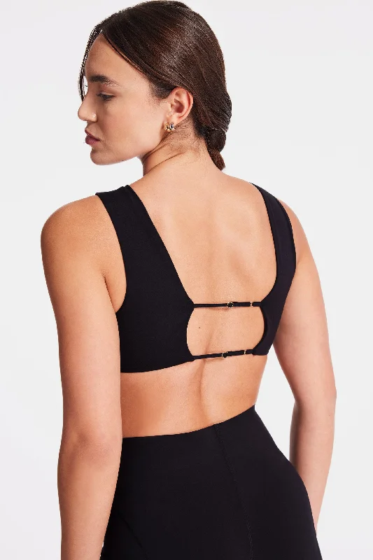 Calla Crop Cutout Bra - Black