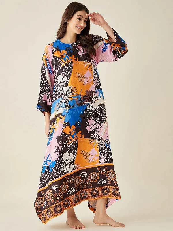 Abstract Modal Handkerchief Hem Lounge Dress