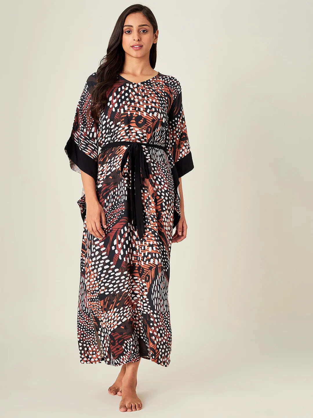 Earthy Tropica Animal Print Kaftan