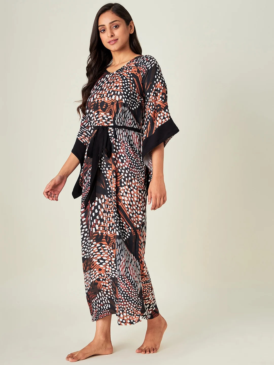 Earthy Tropica Animal Print Kaftan