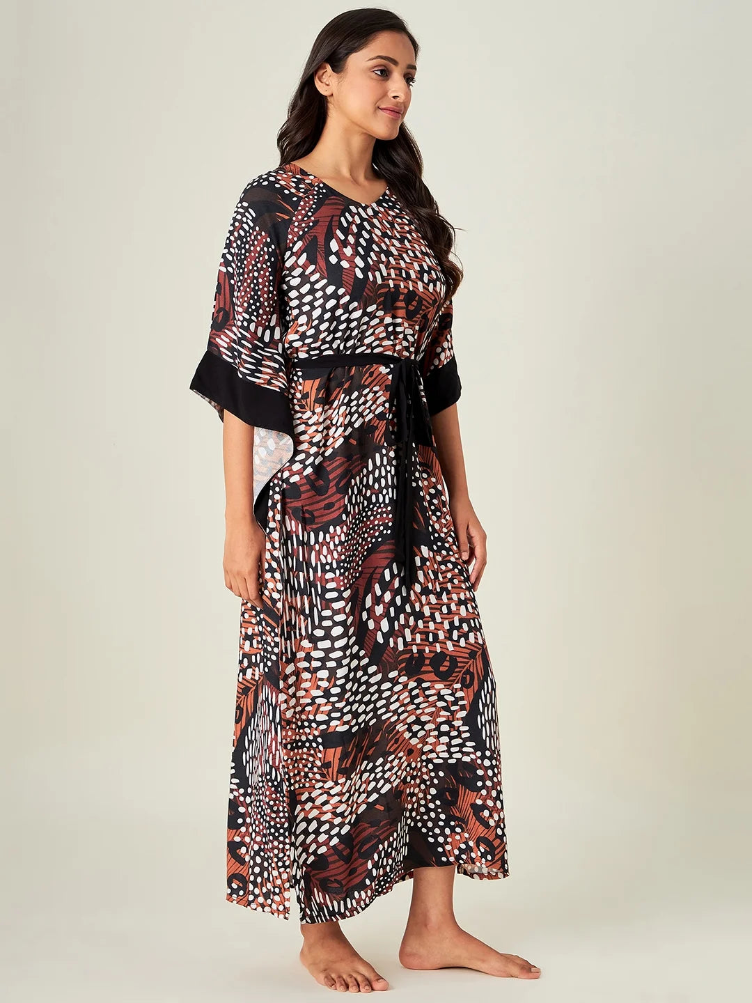 Earthy Tropica Animal Print Kaftan