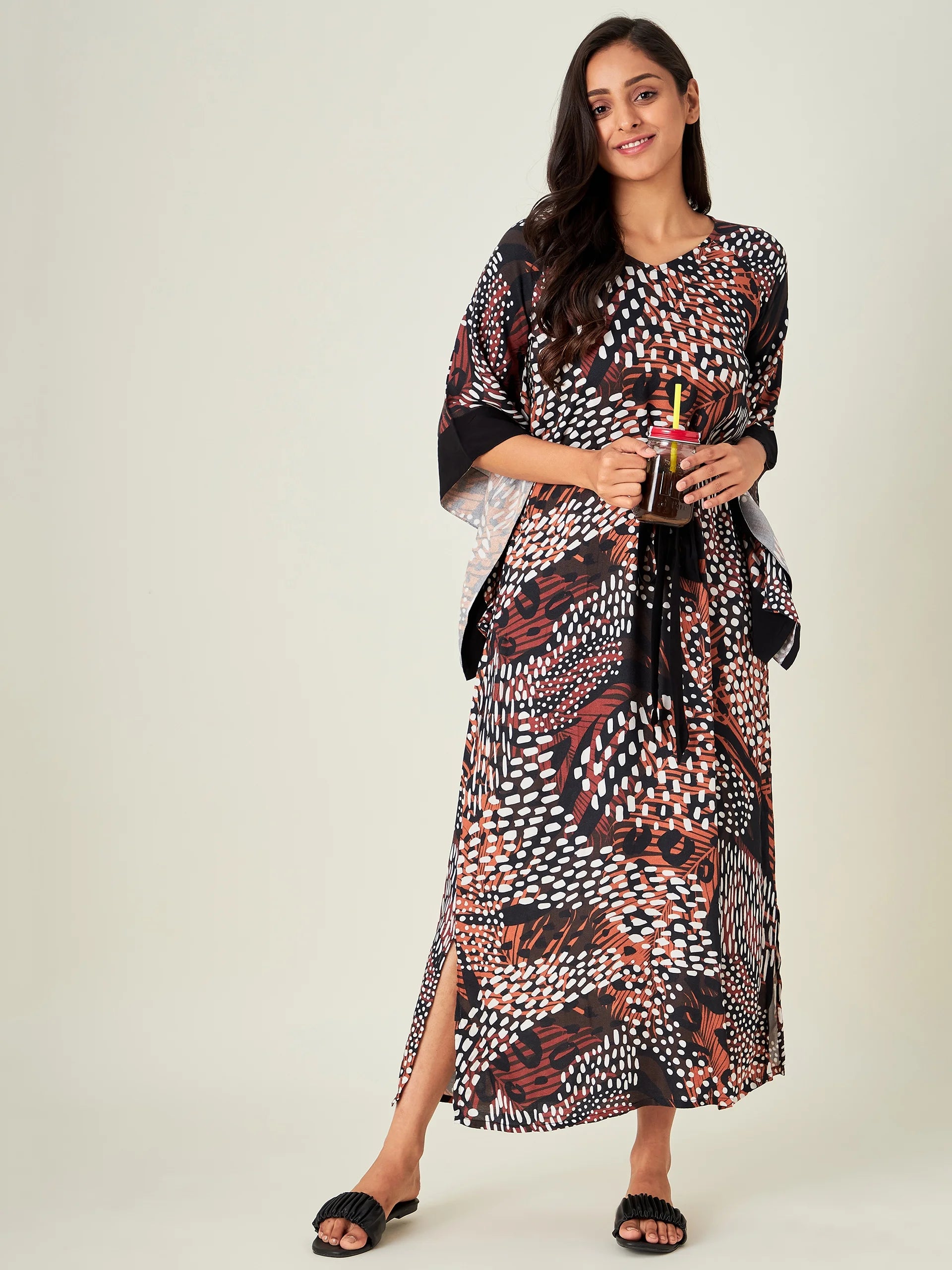 Earthy Tropica Animal Print Kaftan