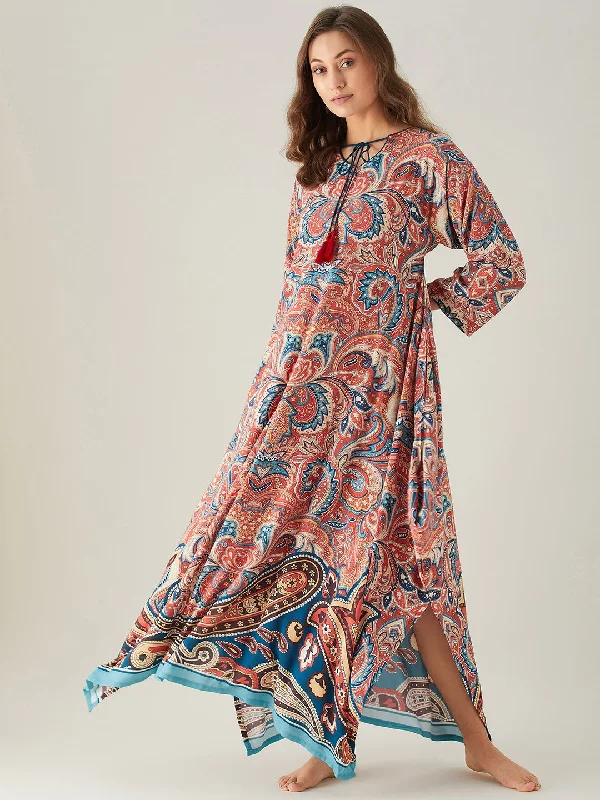 Red and Teal Paisley Print Nightdress