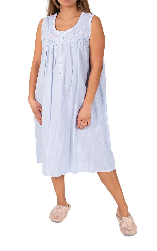 Schrank 100% Cotton Nightgown Sleeveless in Blue SK323 SALE