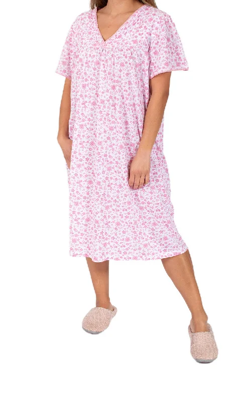 Schrank 100% Cotton Nightgown with Short Sleeve in Pink Carnation SK145