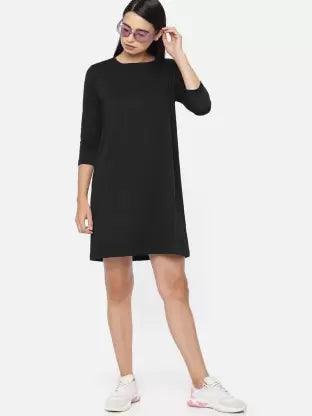 Women Night Dress 3/4 Sleeve Combo  (Black, Blue)