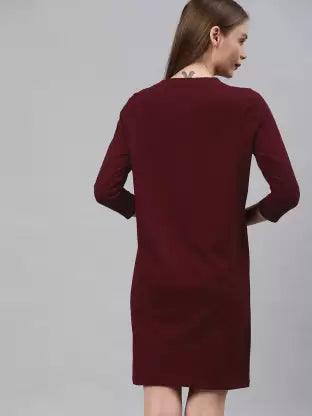 Women Night Dress 3/4 Sleeve Combo  (Black, Maroon)