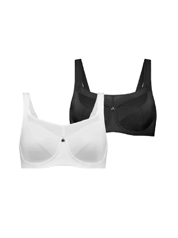 Active Bra - 2 Pack - Premium Support - Black,  White