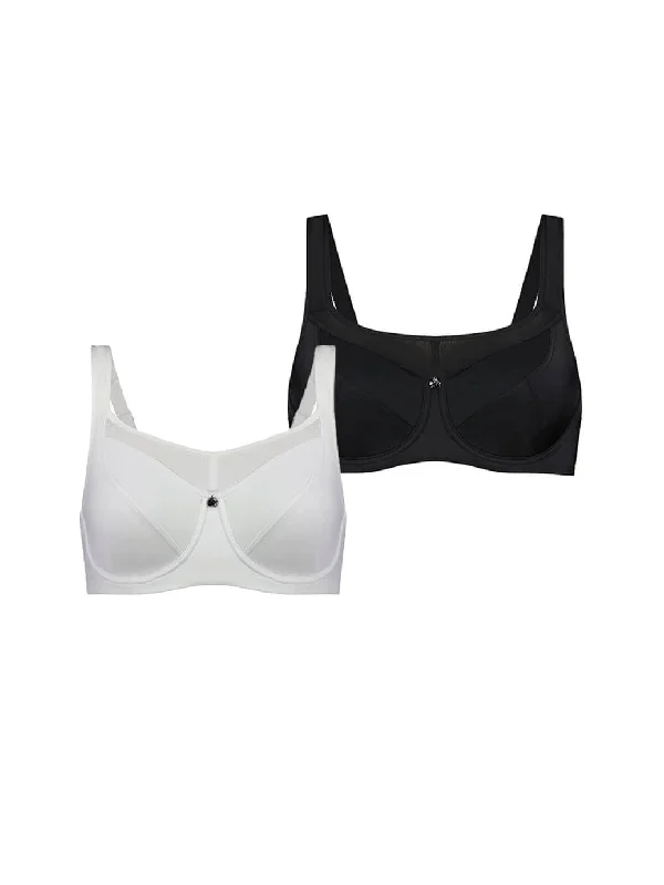 Active Bra - 2 Pack - Black,  White