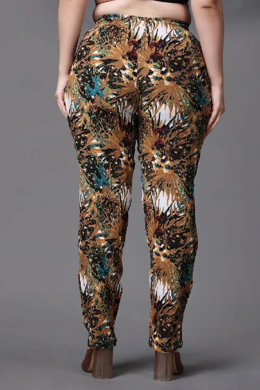 Brown Jungle Printed Pants