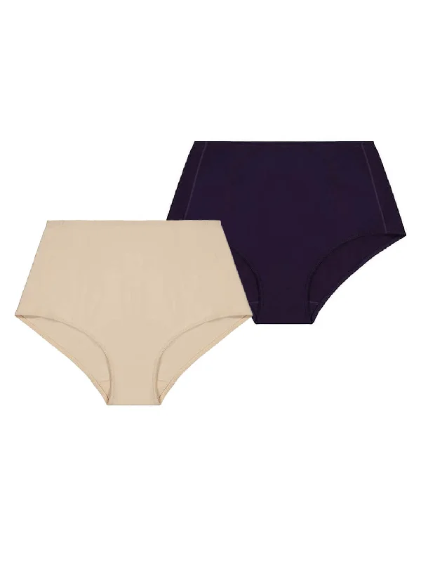 Cotton Control Miidi Short Briefs (2 Pack) - Navy Blue and Almond