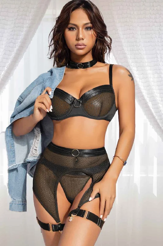 Fishnet suit sexy high waist girdle