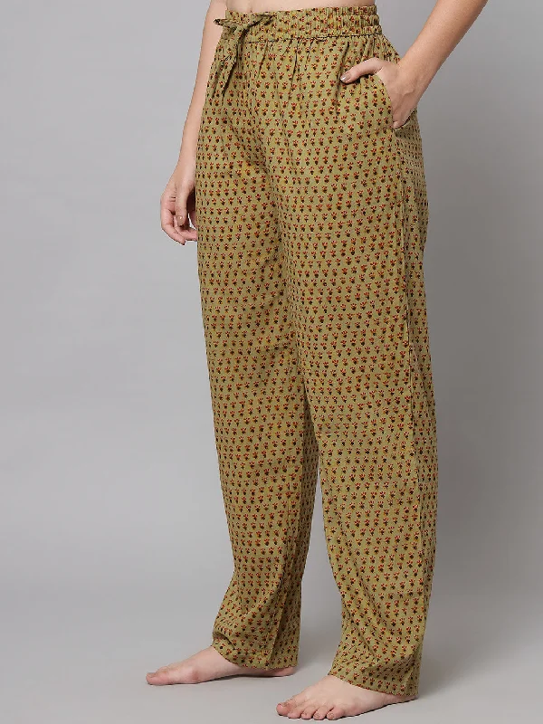 Ditsy print Pyjama - Khakhi Green