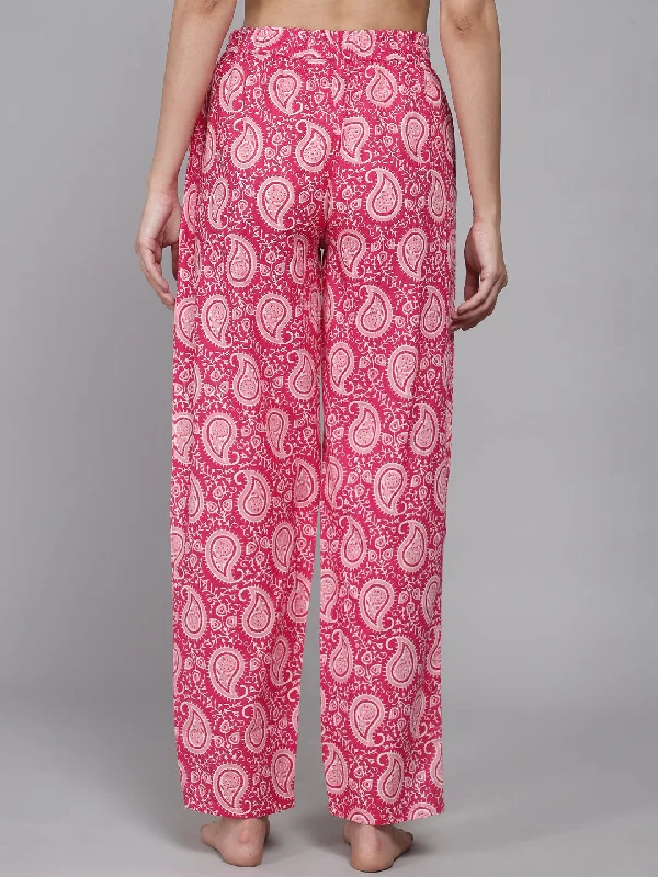 Pink Women's Paisley Cotton Pyjama