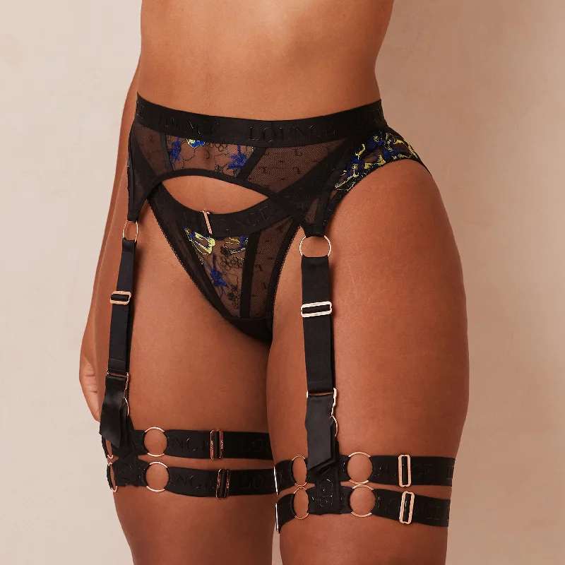 Vita Intimates Thong & Suspender Belt - Black