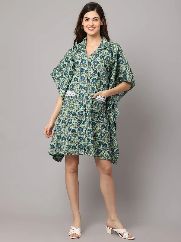 Women's Floral Print Short kaftan With Pocket