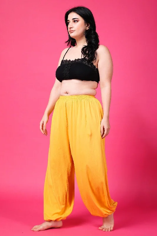 Yellow Solid Harem Pants