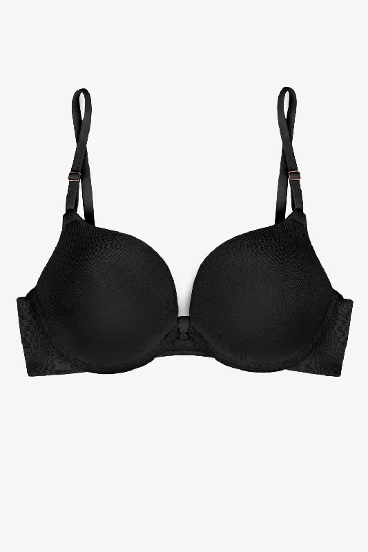 Add 2 Cup Sizes Push-Up Bra | Black Hue Mesh