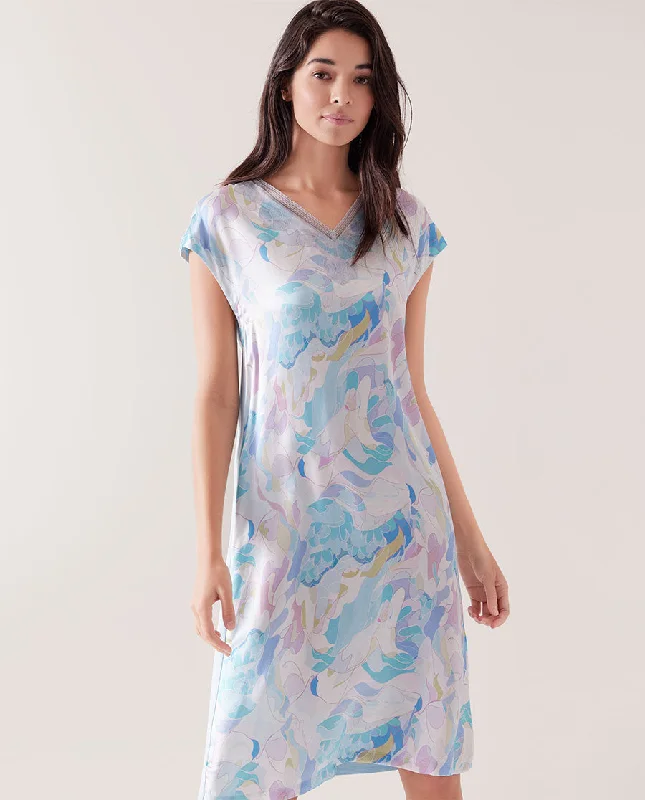 Aimer Print Silk Nightgown