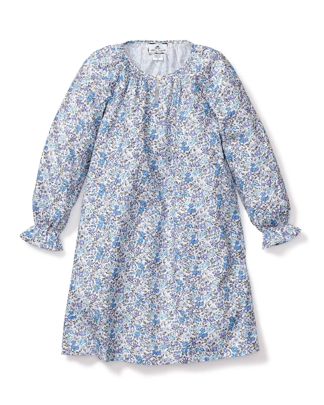 Girl's Twill Delphine Nightgown in Fleur D'Azur