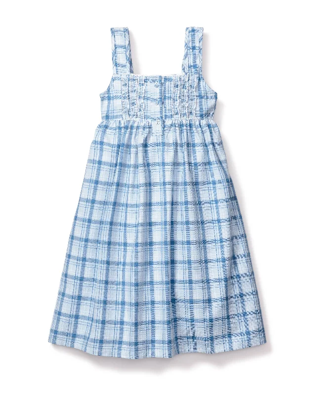 Kid's Twill Charlotte Nightgown in Seafarer Tartan