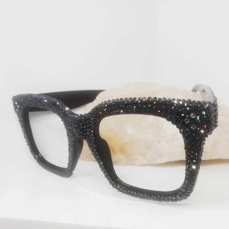 Classic Black Crystallized Eye Glass Frames