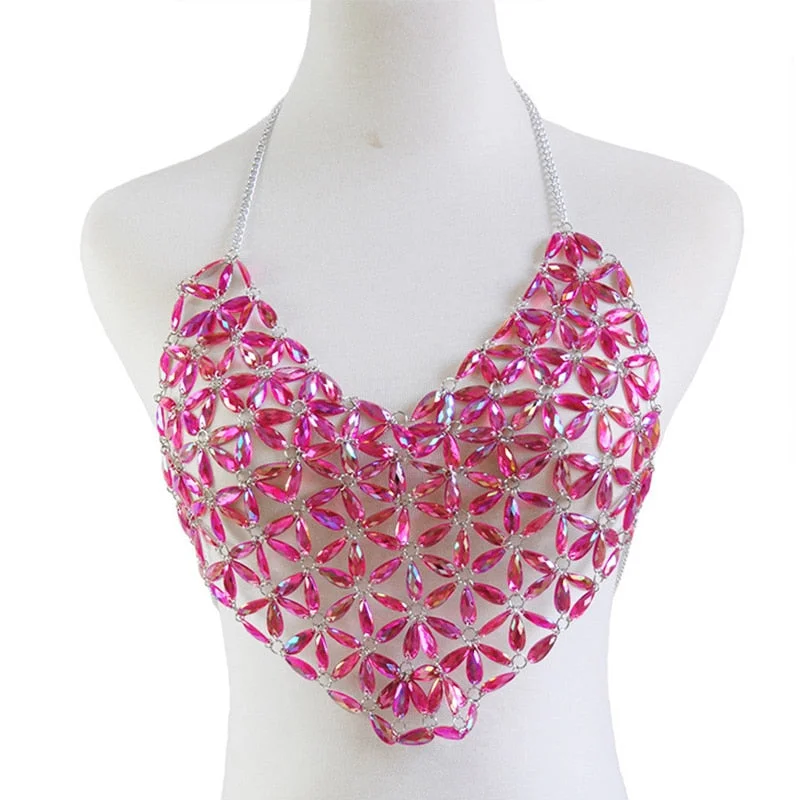 Crystals Heart Wrap Halter Body Chain