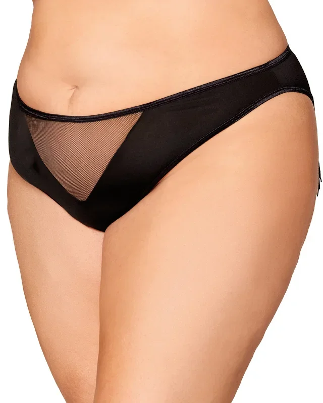 Dreamgirl Plus Size Microfiber Heart-Back Panty with Fringe Detail