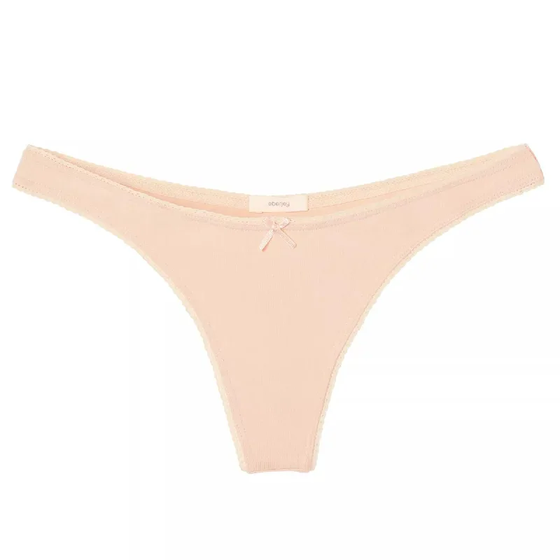 Eberjey Pima Stretch Cotton Thong - Buff