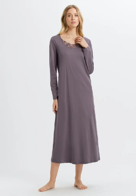 Hanro Hope Long Sleeve 130cm Nightdress 076925 Titanium