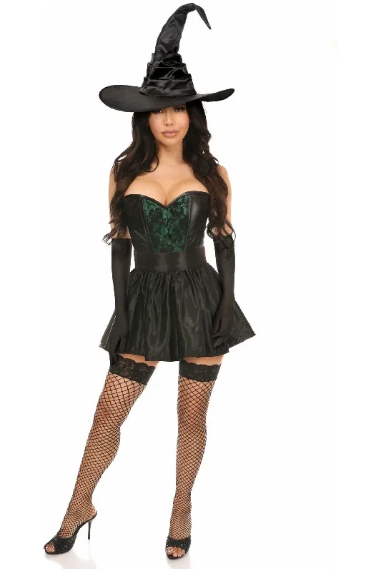 Lavish 4 PC Green Lace Witch Corset Costume