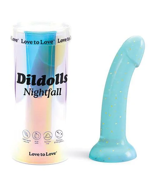 Love To Love Curved Suction Cup Dildolls Nightfall - Blue