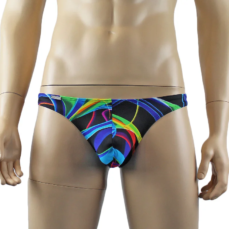 Mens Festival Party Electric Light Swirls Mini Thong Underwear