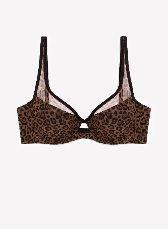 Mesh Plunge Bra | Classic Leopard