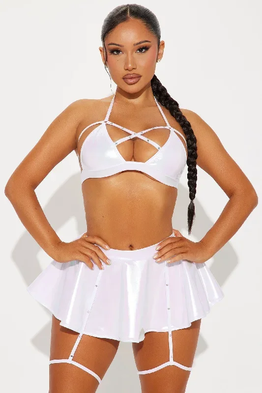 One Beat At A Time Holographic Strappy Dance Set - White