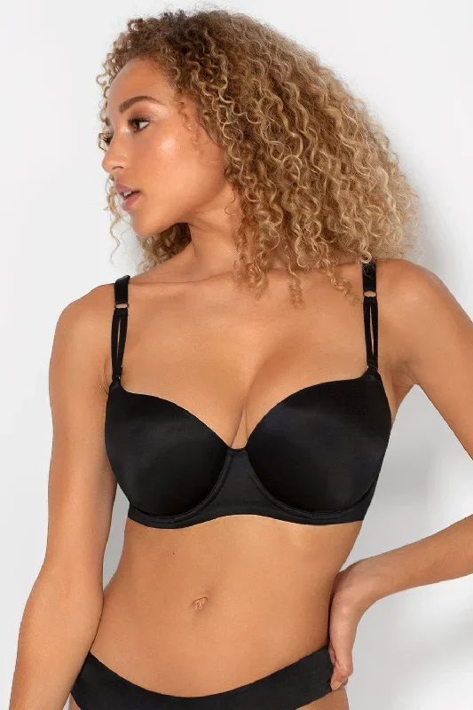 Perfect Demi T-Shirt Bra | Black Hue Satin