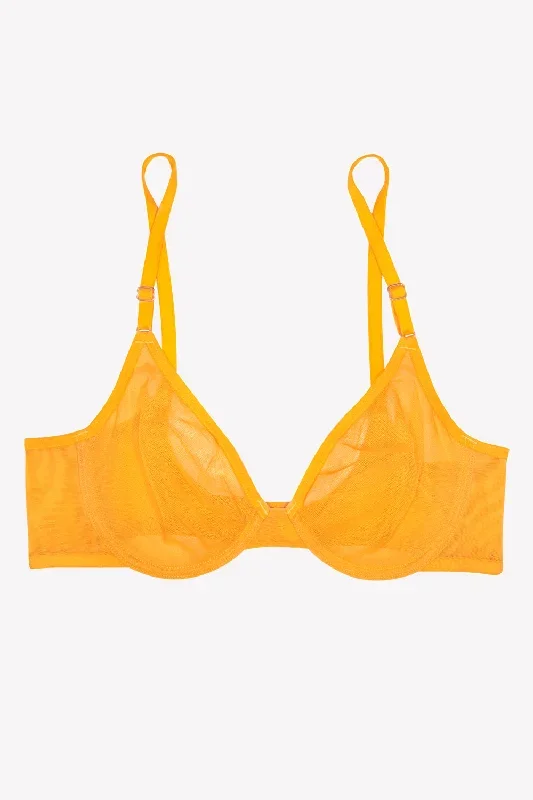 Sheer Mesh Demi Underwire Bra | Saffron