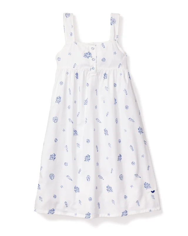 Girl's Twill Charlotte Nightgown in Suffolk Seashells