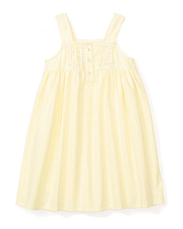 Girl's Twill Charlotte Nightgown in Yellow Gingham